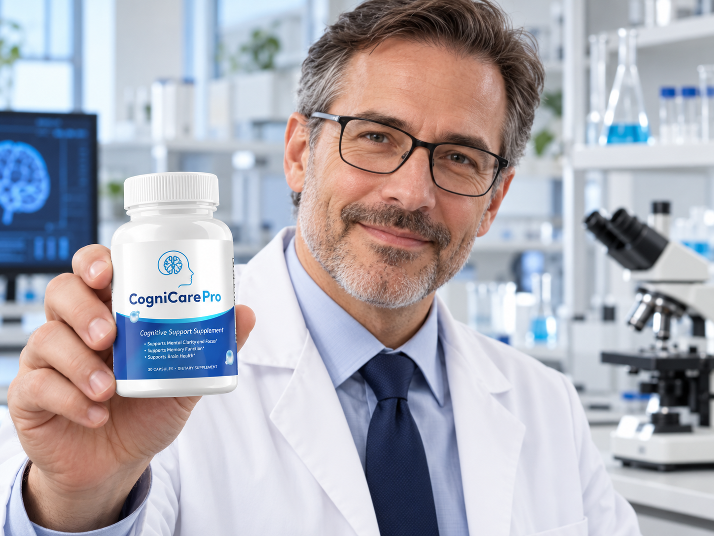 Researcher presenting CogniCare Pro in the lab